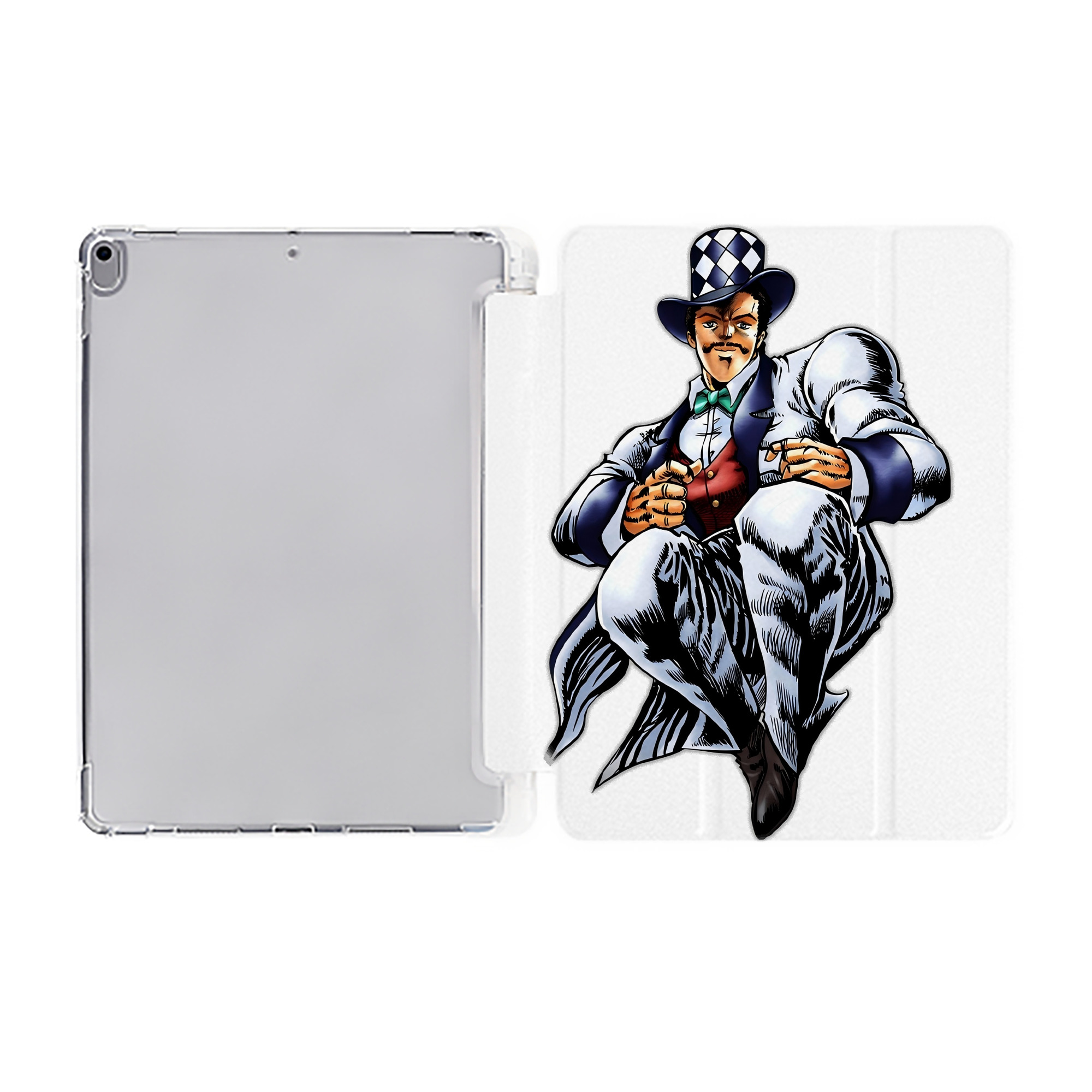 （画像用） ジョジョの奇妙な冒険 ウィル?アントニオ?ツェペリ JoJo's Bizarre Adventure Will Anthonio Zeppeli IPad ケース ペン収納付き 三つ折りスタンド PUレザー×シリコン 対応機種9.5/10.5/10.9インチ